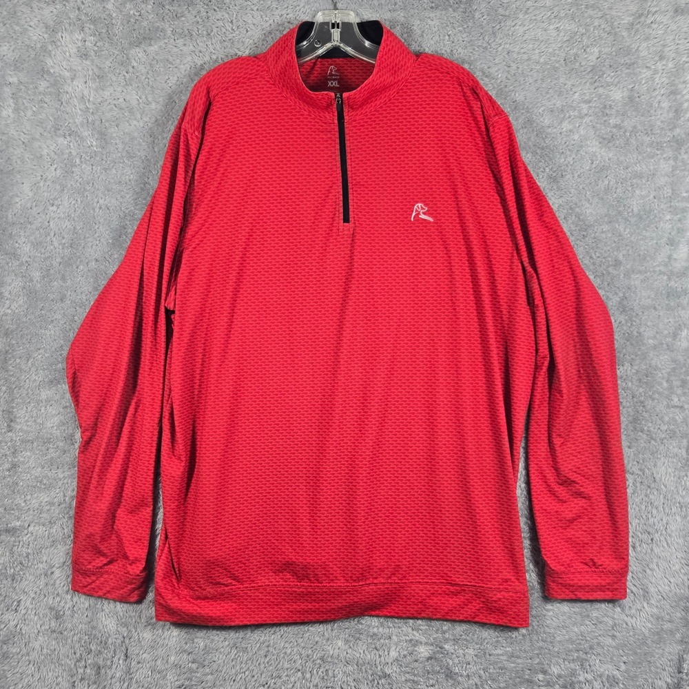 Rhoback Mens XXL Red North Carolina Flag Performance Quarter Zip Pullover Shirt